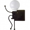 Applique da parete omino seduta bianco nero attacco E27 lampada particolare moderno per camera cameretta bambini