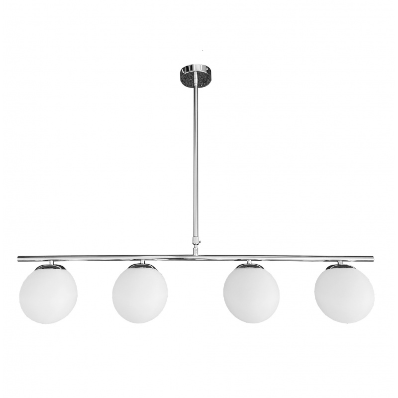 Lampadario a sospensione oro argento con 4 sfere bolle bianche in vetro attacco led G9