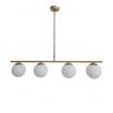 Lampadario a sospensione oro argento con 4 sfere bolle bianche in vetro attacco led G9