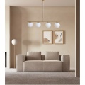 Lampadario a sospensione oro argento con 4 sfere bolle bianche in vetro attacco led G9