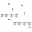Lampadario a sospensione oro argento con 4 sfere bolle bianche in vetro attacco led G9