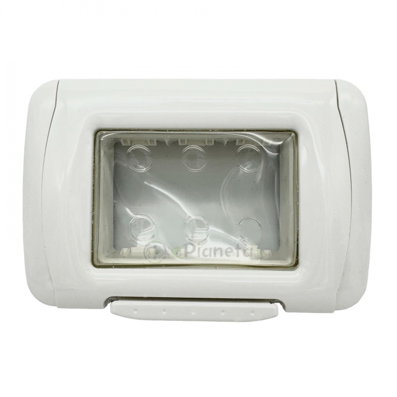 Coperchio Idrobox compatibile con Gewiss System 3 moduli bianco IP55 autoportante esterno impermeabile