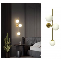 Applique oro con 3 sfere bianche lampada da parete design moderno attacco G9