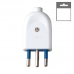 Spina elettrica volante 10A 2P/T standard italiano bianco nero tipo S11 attacco piccolo uscita cavo assiale 250V