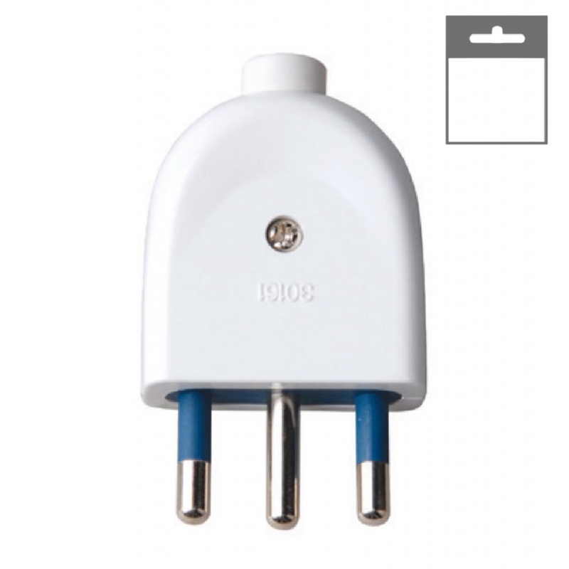 Spina elettrica volante 16 2P/T standard italiano tipo S17 bianco nero attacco grande uscita cavo assiale 250V