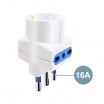 Adattatore triplo spina grande 10/16A S17 2P/T con 2 prese bipasso e 1 presa schuko bianco nero