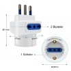 Adattatore triplo spina grande 10/16A S17 2P/T con 2 prese bipasso e 1 presa schuko bianco nero