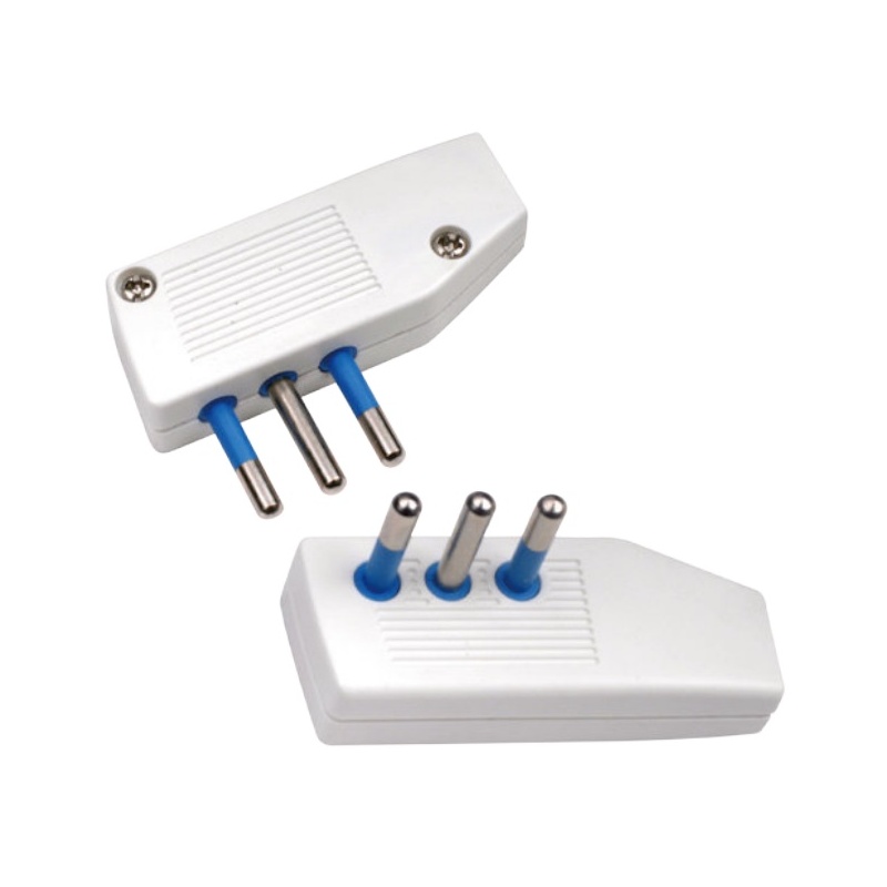 Spina elettrica volante nero bianco 10A 2P/T S17 salva spazio reversibile uscita cavo assiale 250V per prolunga