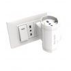 Adattatore salvaspazio 3 prese schuko con spina 10A sdoppiatore multipresa bianco con interruttore