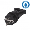 Spina schuko nero standard franco tedesco 16A 2P+T in gomma impermeabile per esterno