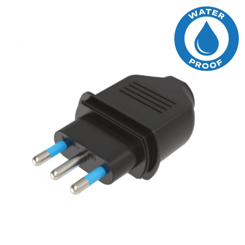 Spina volante nero 16A in gomma impermeabile IP44 per esterno