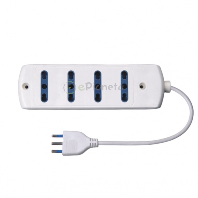 Multipresa prolunga elettrica con 4 prese bipasso 10 16A 250V ciabatta bianco cavo 1.5 mt
