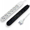 Multipresa prolunga elettrica multipresa con 6 prese schuko 16A 250V ciabatta bianco nero cavo 1.5 mt con interruttore
