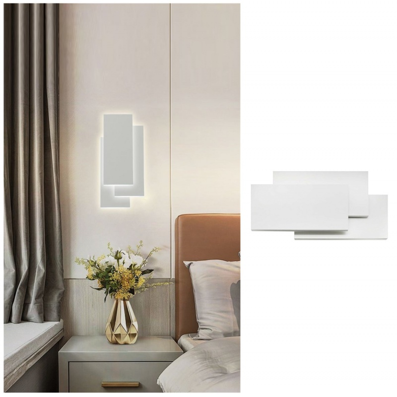 Applique da parete led rettangolare bianco lampada luce fredda naturale calda design moderno