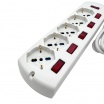 Multipresa prolunga elettrica con 5 prese bipasso schuko 16A ciabatta bianco cavo 1.5 mt con interruttore singolo