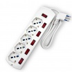 Multipresa prolunga elettrica con 5 prese bipasso schuko 16A ciabatta bianco cavo 1.5 mt con interruttore singolo