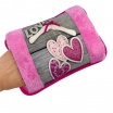 Borsa Acqua Calda Elettrica Scalda mani piedi Ricaricabile Scaldino peluche con tasca morbido con cuore cuori