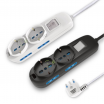 Multipresa prolunga elettrica con 4 prese bipasso + 2 schuko 16A 250V ciabatta bianco nero cavo 1.5 mt con interruttore