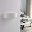 Applique da parete in gesso attacco G9 lampada mezzaluna semicircolare doppia luce design moderno bianco verniciabile