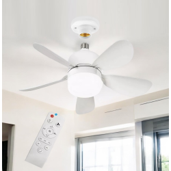 Ventilatore a lampadario led da soffitto attacco E27 con telecomando luce dimmerabile calda naturale bianca 3 velocità