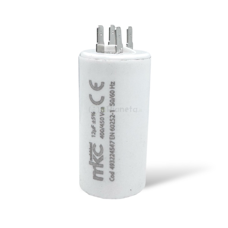 Condensatore in polipropilene 12µF 400V/450V di spunto per motori elettrici – Terminale Faston senza vite