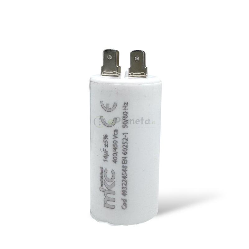 Condensatore in polipropilene 14µF 400V/450V di spunto per motori elettrici – Terminale Faston senza vite