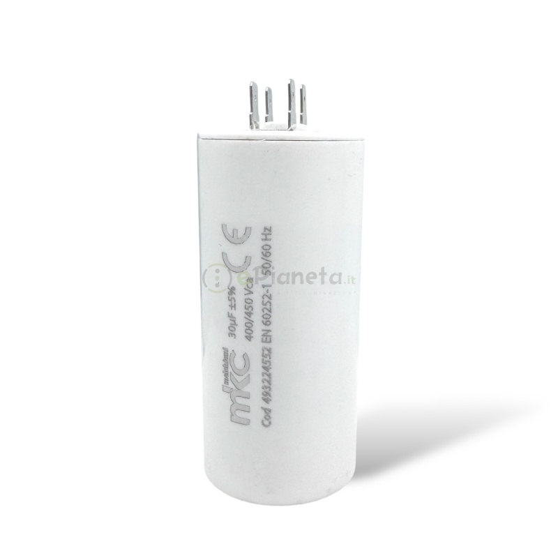 Condensatore in polipropilene 30µF 400V/450V di spunto per motori elettrici – Terminale Faston senza vite