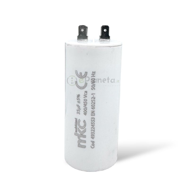 Condensatore in polipropilene 35µF 400V/450V di spunto per motori elettrici – Terminale Faston senza vite