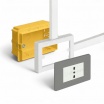 Impianto elettrico da parete su canalina facile installazione presa bipasso schuko interruttore pulsante deviatore bianco ovale