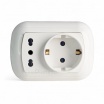 Impianto elettrico da parete su canalina facile installazione presa bipasso schuko interruttore pulsante deviatore bianco ovale