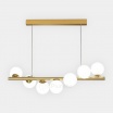 Lampadario a sospensione oro con 7 sfere bianche lampada orizzontale design moderno attacco G9
