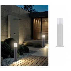 Lampione da giardino per esterno attacco lampadina E27 lampioncino cilindro moderno nero bianco IP44