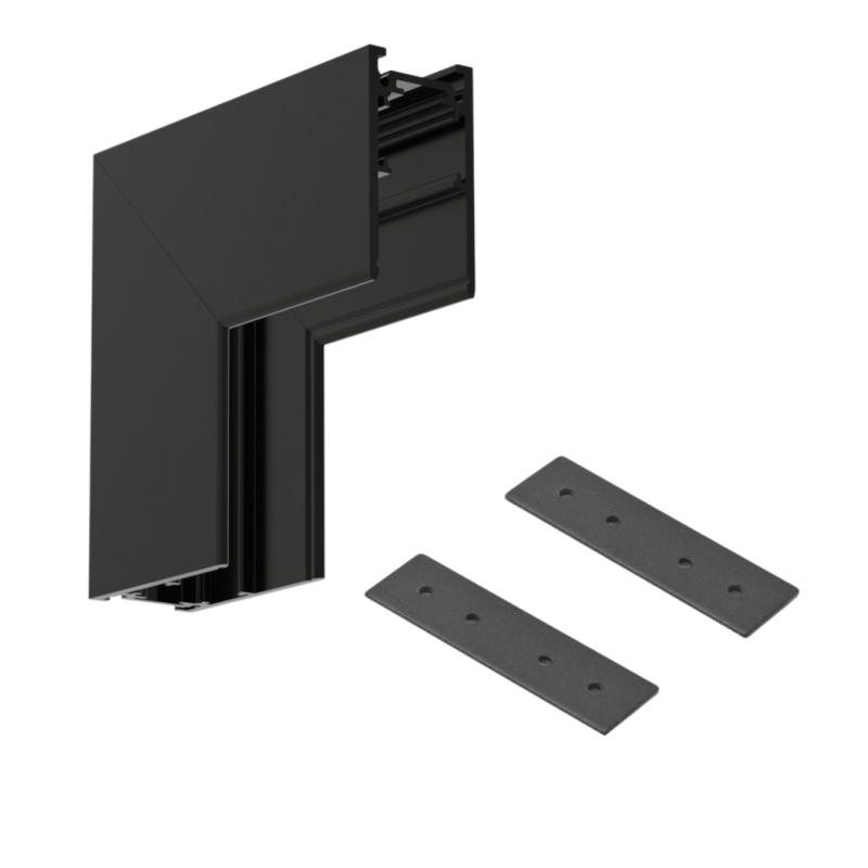 Connettore giunzione angolare a L angolo curva interna nero per collegamento binario magnetico a superficie 48V