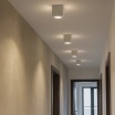 Portafaretto a cubo in gesso da soffitto 90mm verniciabile lampada quadrata con attacco GU10
