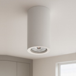 Portafaretto cilindrico in gesso da soffitto 110mm verniciabile lampada a cilindro con attacco GU10