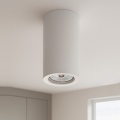 Portafaretto cilindrico in gesso da soffitto 110mm verniciabile lampada a cilindro con attacco GU10