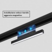 Faretto proiettore a barra lineare led 24W nero magnetico copertura opaca per binario monofase 48V luce calda naturale bianca
