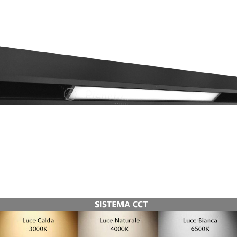 Faretto proiettore a barra lineare led 14W nero magnetico copertura opaca per binario monofase 48V luce calda naturale bianca