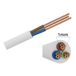 Cavo Elettrico bianco H05VV-F 3x1.00 Flessibile PVC 300/500V Cavo bipolare per Elettrodomestici, Prolunghe e Uso Domestico