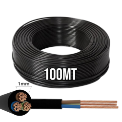 100mt Cavo Elettrico nero H05VV-F 3x1.0 Flessibile PVC 300/500V Cavo bipolare per Elettrodomestici, Prolunghe e Uso Domestico