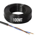 100mt Cavo Elettrico nero H05VV-F 2x1.50 Flessibile PVC 300/500V Cavo bipolare per Elettrodomestici, Prolunghe e Uso Domestico