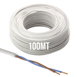 Cavo Elettrico bianco H05VV-F 2x1.50 Flessibile PVC 300/500V Cavo bipolare per Elettrodomestici, Prolunghe e Uso Domestico