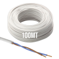 Cavo Elettrico bianco H05VV-F 2x1.50 Flessibile PVC 300/500V Cavo bipolare per Elettrodomestici, Prolunghe e Uso Domestico