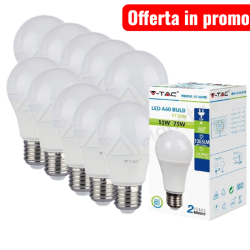 V-TAC Lampadina led bulbo 11w A60 attacco grande E27 copertura opaca luce fredda naturale calda