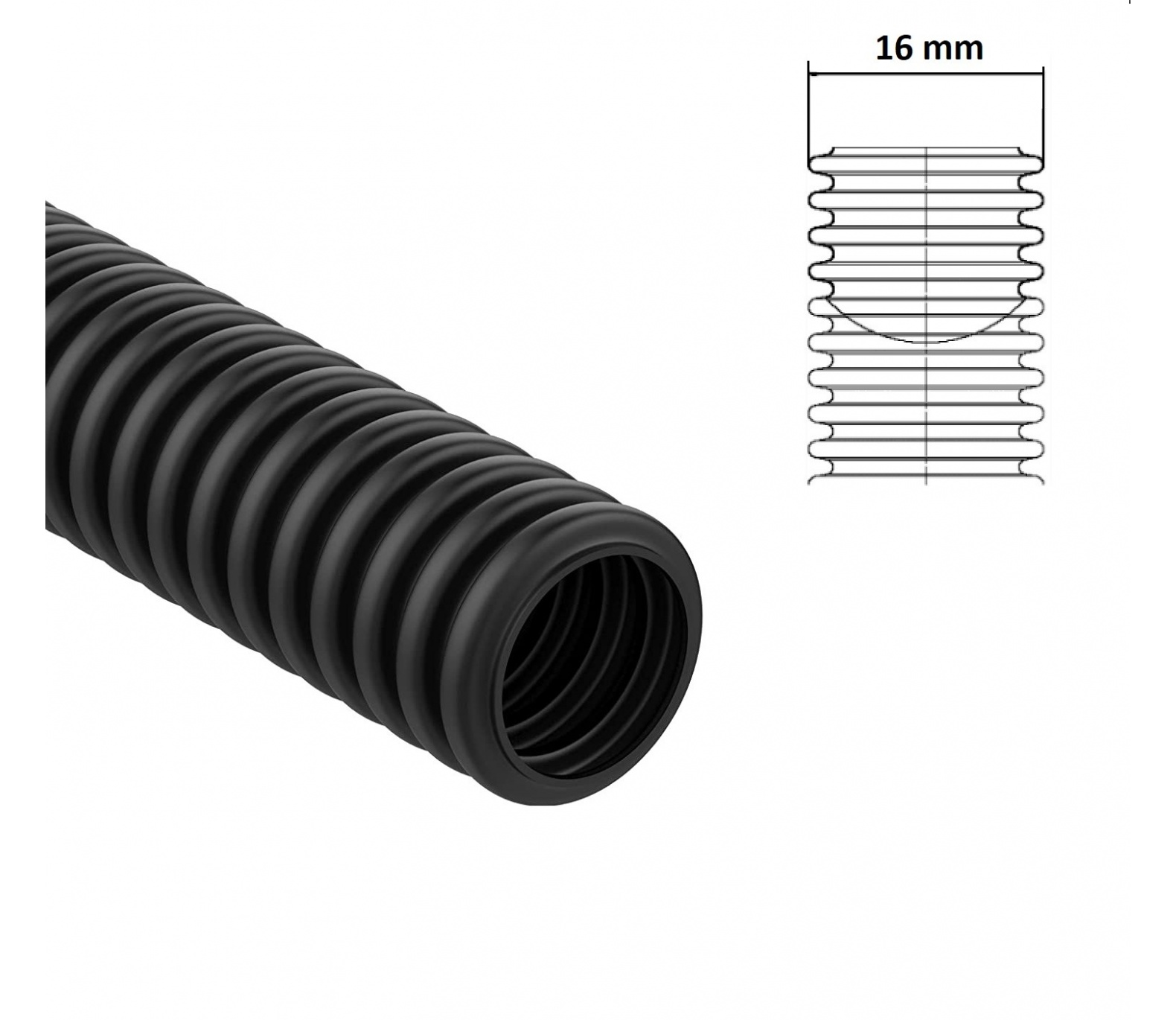 Tubo corrugato nero diametro da 16 20 25 32 mm pieghevole autoestinguente flessibile per impianti cavi elettrici