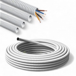 Guaina spiralata Ø 16 20 25 mm tubo flessibile grigio in PVC bobina 30 mt per impianti cavi elettrici