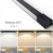 Faretto faro barra led 20W nero per binario monofase orientabile proiettore luce naturale bianca calda