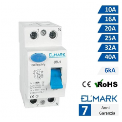 Interruttore differenziale salvavita per quadro elettrico guida din 2P moduli 6kA 30mA protezione da disperzione