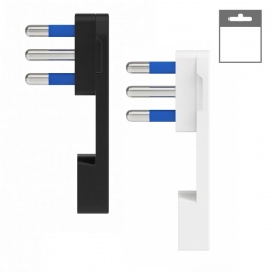 Spina elettrica volante nero bianco 16A 2P/T S17 salva spazio reversibile uscita cavo assiale bianco 250V per prolunga