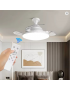 Ventilatore a lampadario led da soffitto attacco E27 con telecomando luce dimmerabile calda naturale bianca 3 velocità